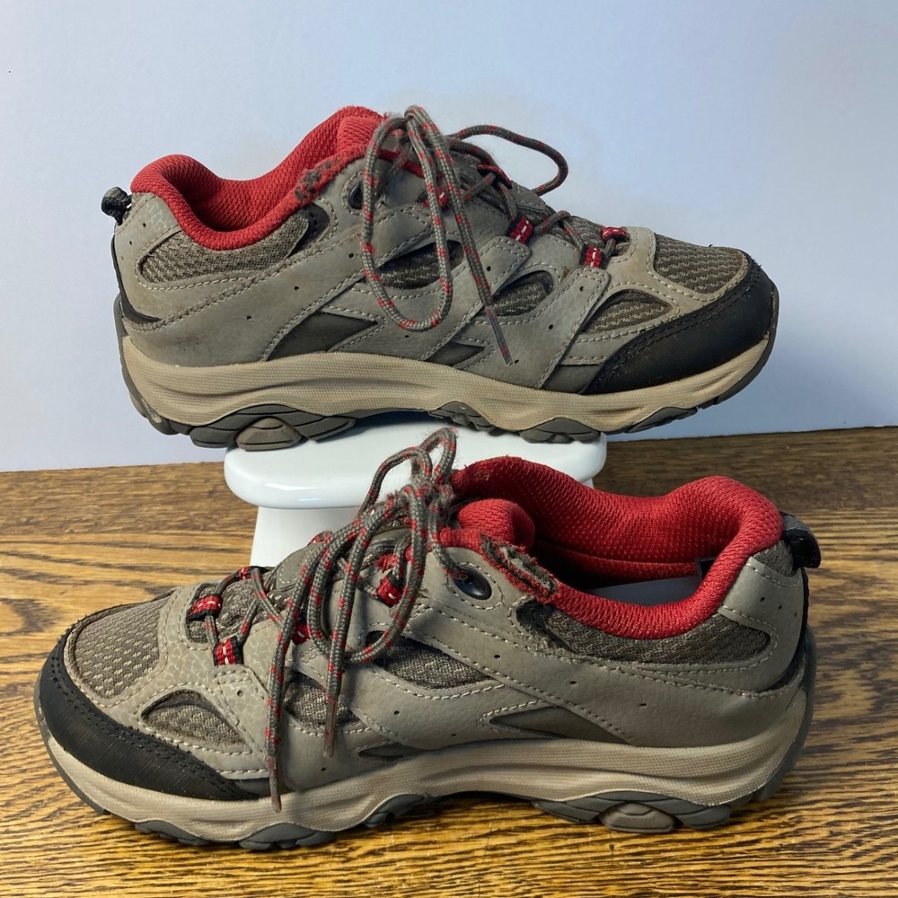 Merrell Alverstone Waterproof Hiking Shoes Grey Red Kids Size 2.5M MK265705 - Picture 2 of 8